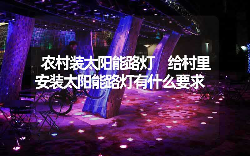 农村装太阳能路灯 给村里安装太阳能路灯有什么要求